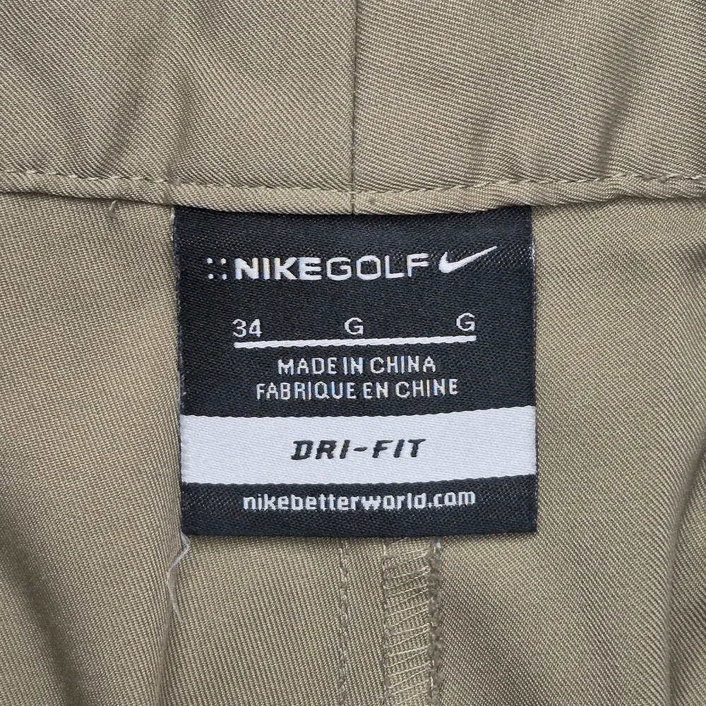 Nike Golf Dri-FIT Shorts Mens 34 Beige Tan Flat Front Stretch Lightweight